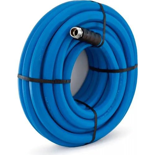 5/8 Inch x 100 Foot EPDM Rubber Hot Water Hose with Brass Fittings W1155