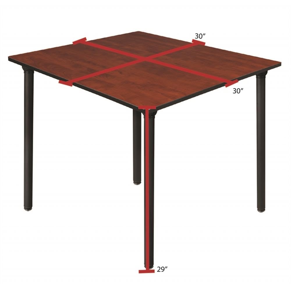 30" Square Folding Breakroom Table Reversible Cherry Maple Top Black Steel Legs R499821
