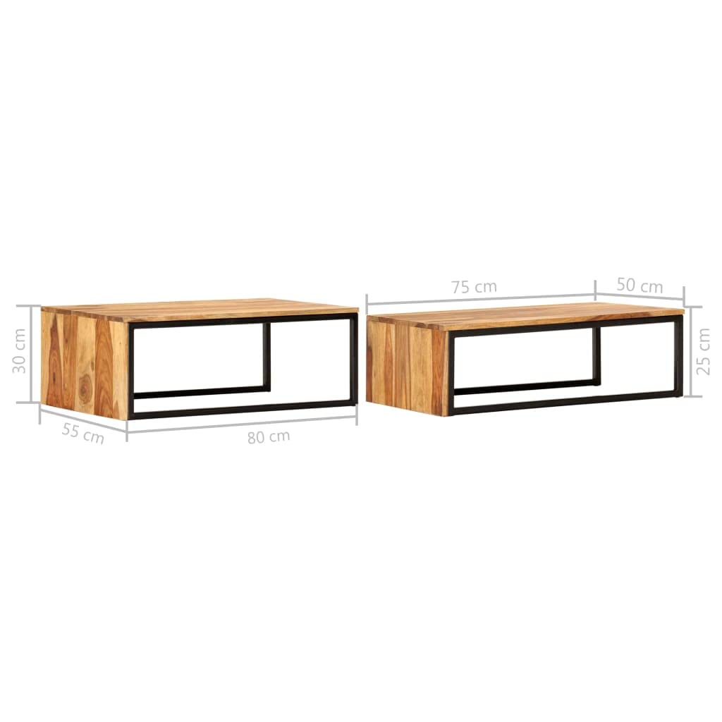 Coffee Table Nesting Tables 2 pcs Solid Sheesham Wood B6319