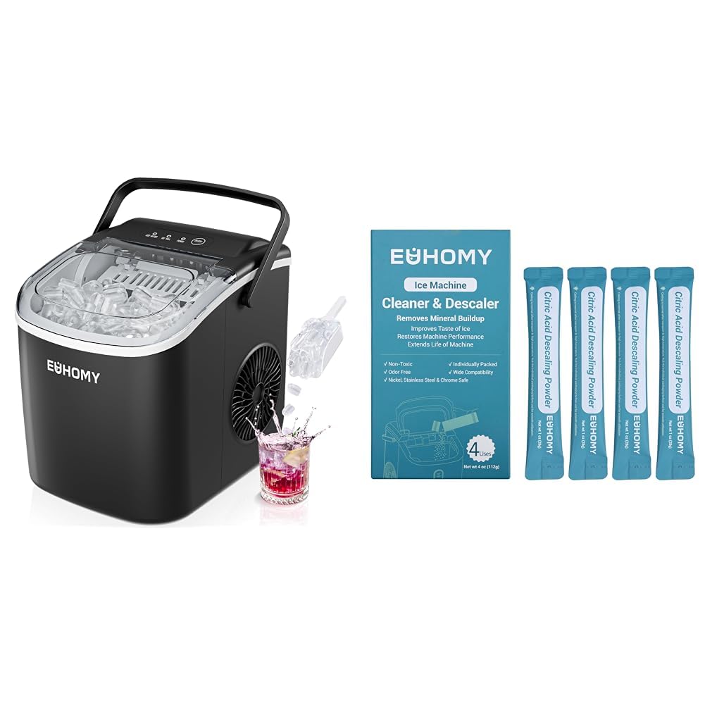 Countertop Ice Maker Machine with Handle, 26lbs in 24Hrs, 9 Ice Cubes Ready in 6 Mins H48493