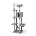 Tall Multi-Level Cat Tree with Scratching Posts, Hammock, Cat Cave Condo J125