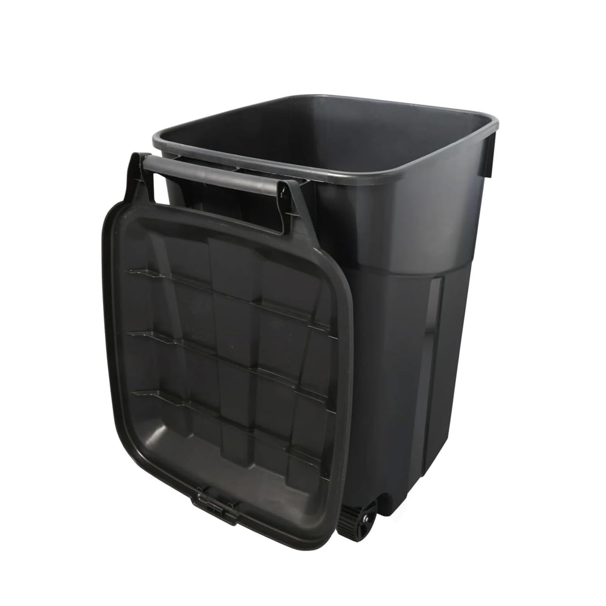 Black 45 Gallon Wheeled Heavy Duty Plastic Trash Can with Lid T7255