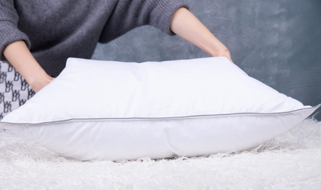 King Size Goose Feather Down Bed Pillow 2 Pack Cotton Medium Firm Set of 2 G2898