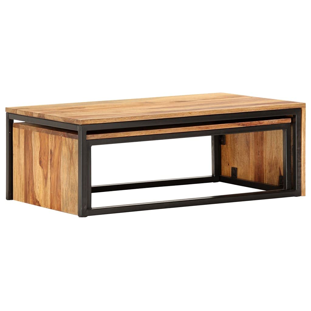 Coffee Table Nesting Tables 2 pcs Solid Sheesham Wood B6319