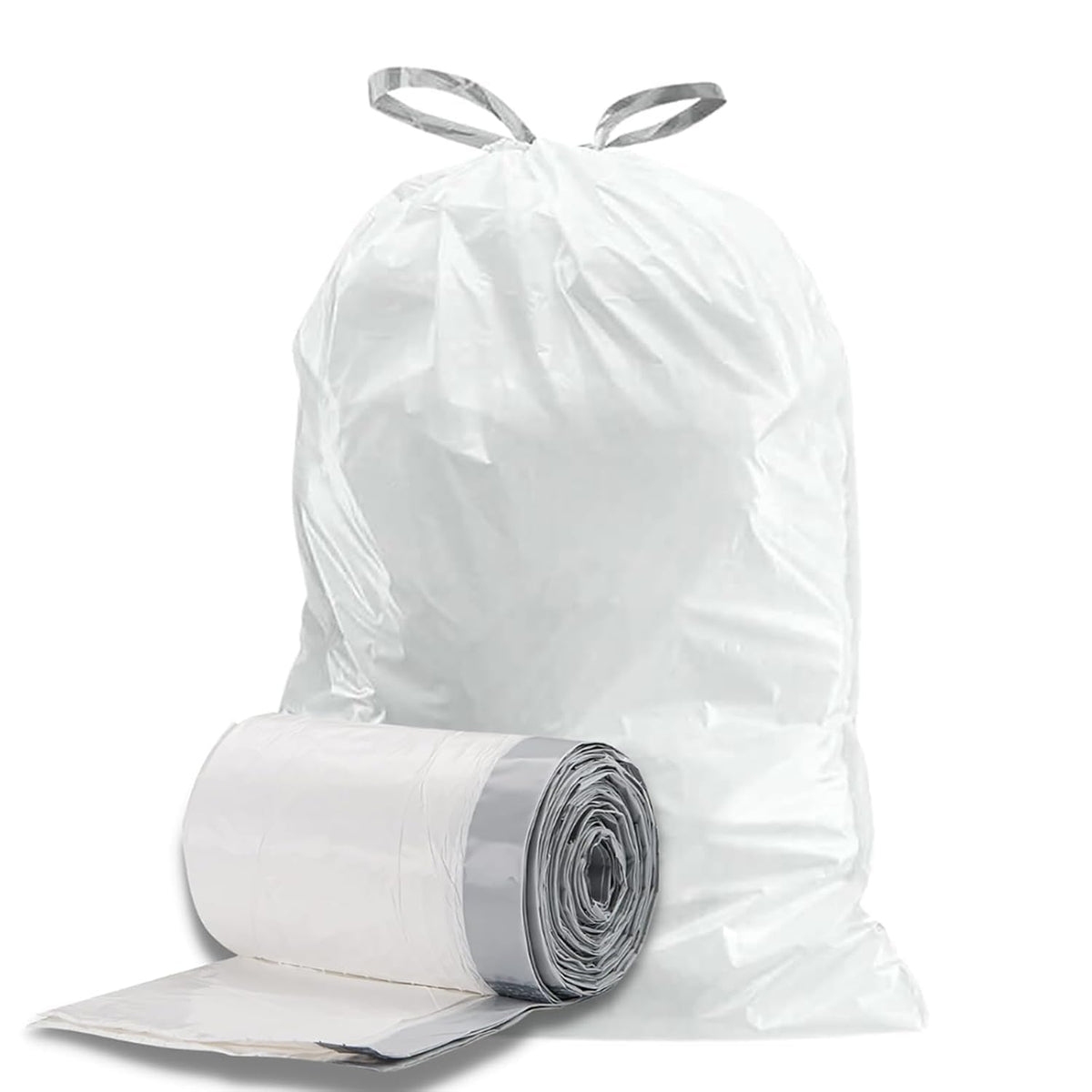 White 8-9 Gallon Drawstring Trash Bags, 100 Count T5549