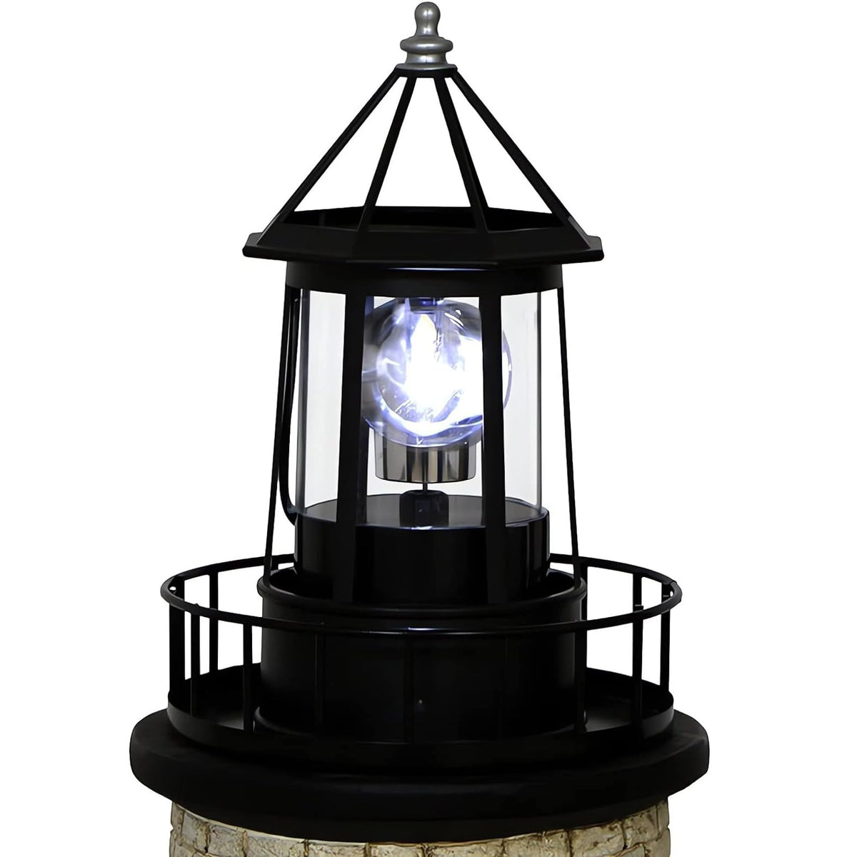 Black IP65 Waterproof Solar Rotating Lighthouse Light P3217
