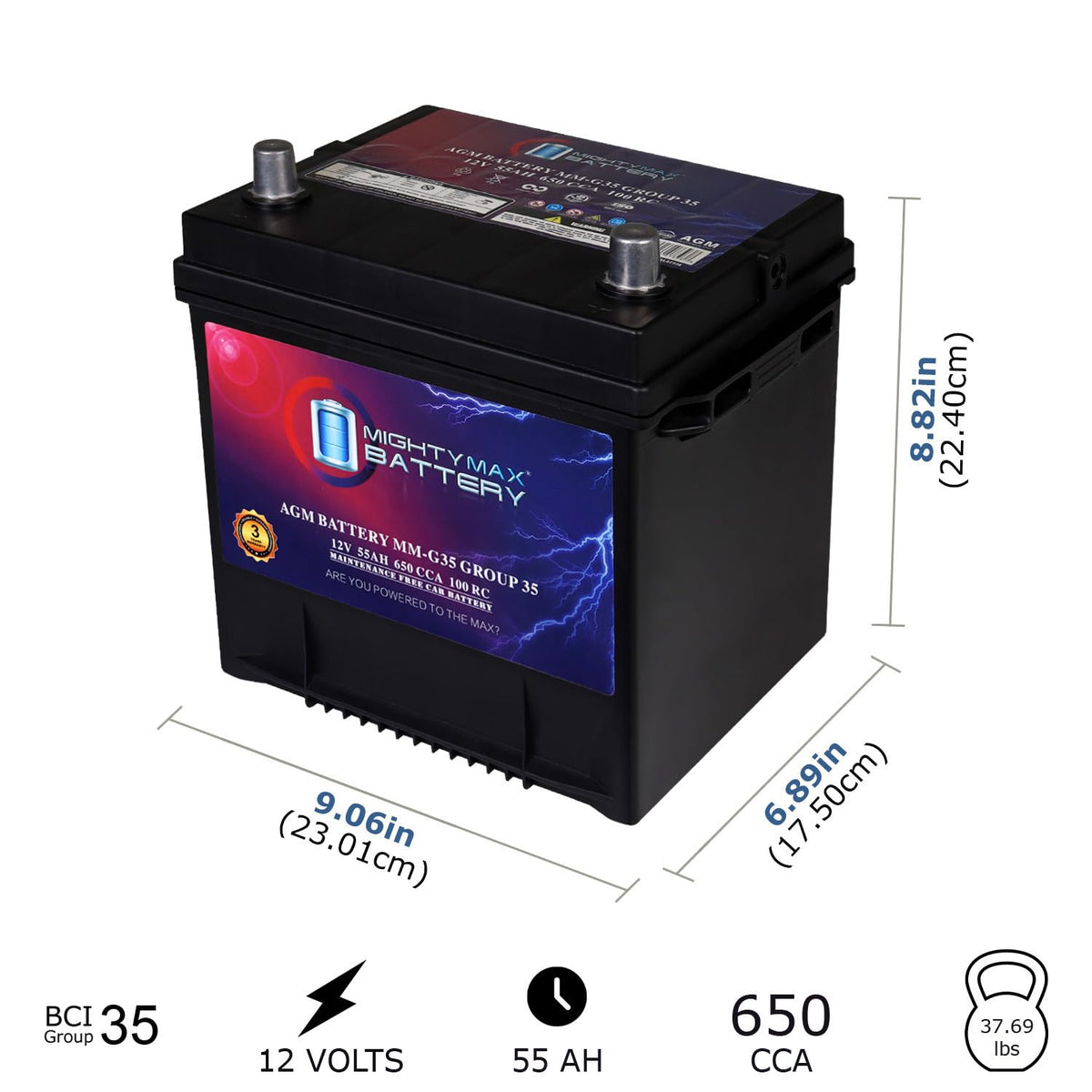 12V 55Ah AGM Replacement Battery T98339