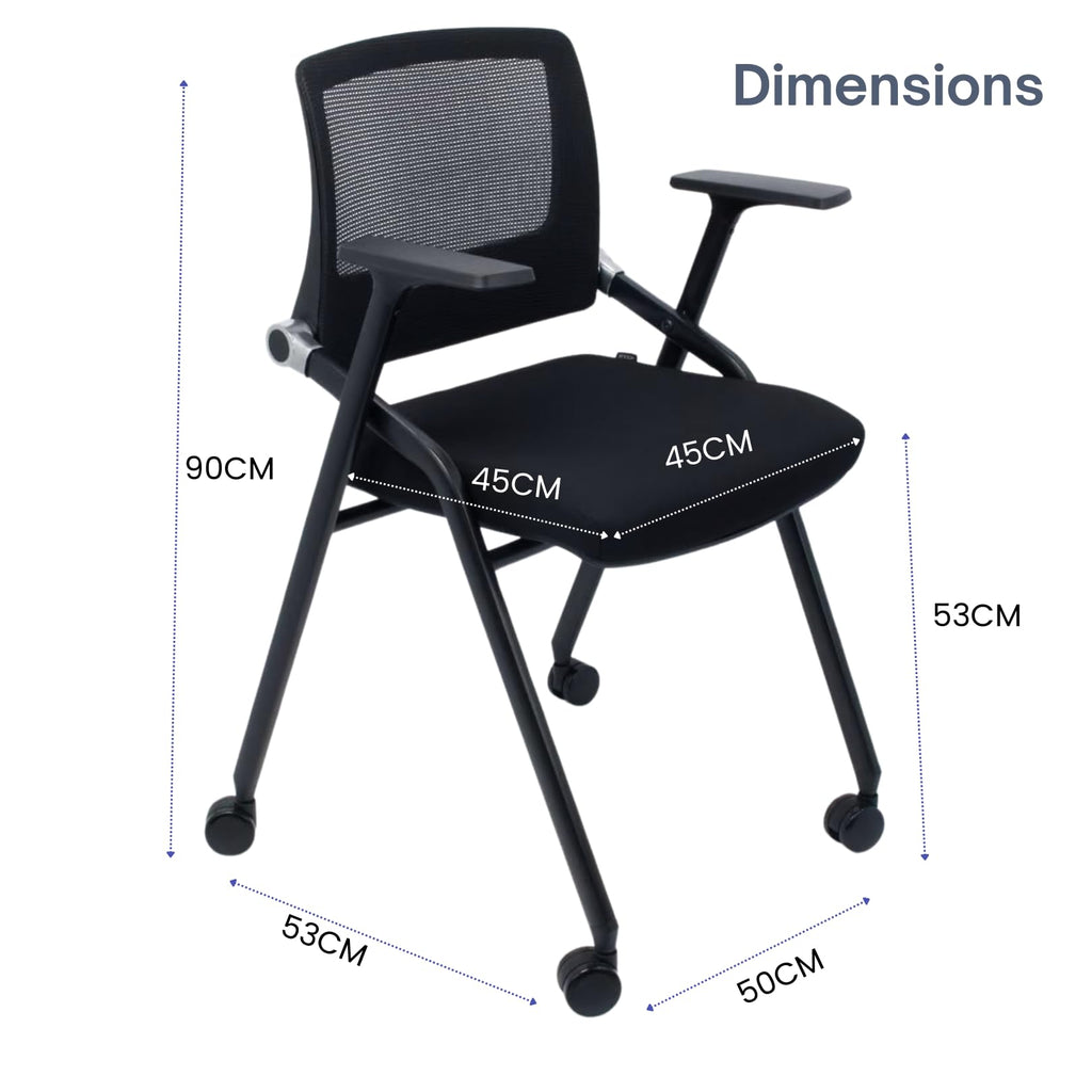 2 Pack Black Mesh Folding Office Chairs with Wheels H954
