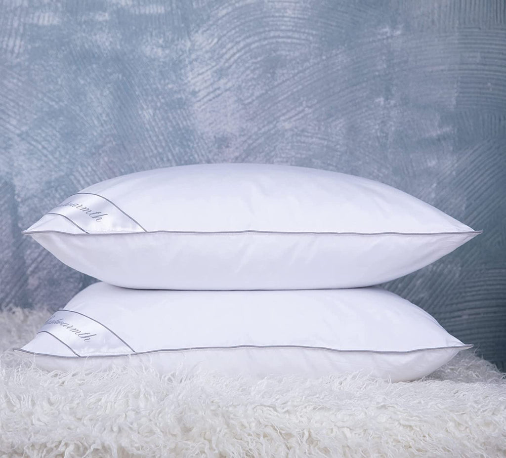 King Size Goose Feather Down Bed Pillow 2 Pack Cotton Medium Firm Set of 2 G2898