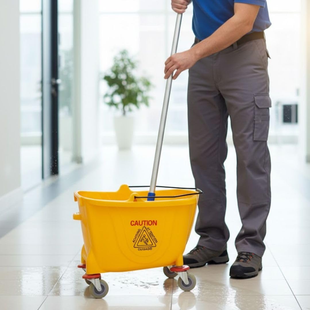 35 qt. Yellow Mop Bucket on Wheels B324
