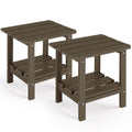 Set of 2 Dark Brown HDPE Storage Side Table E894256