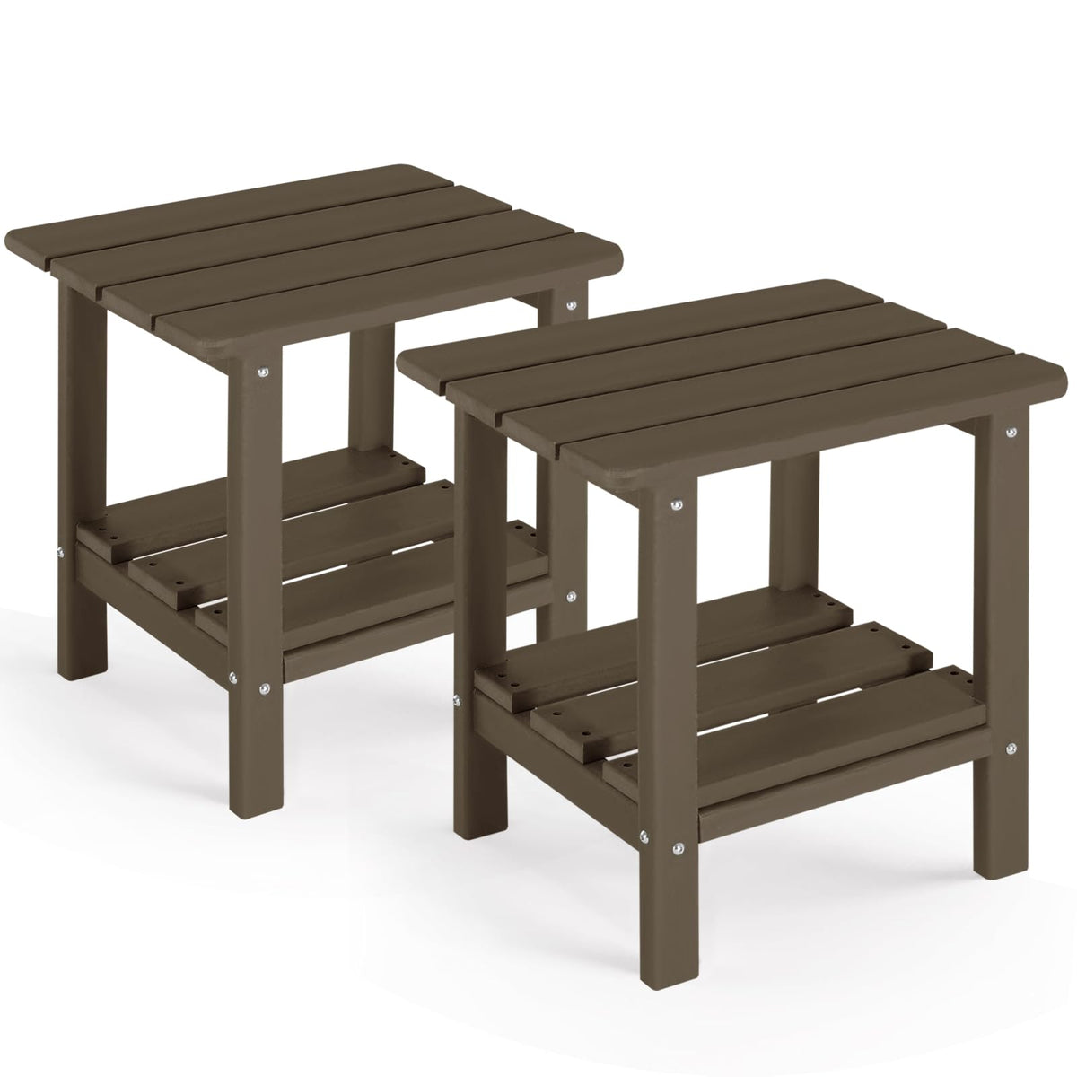 Set of 2 Dark Brown HDPE Storage Side Table E894256