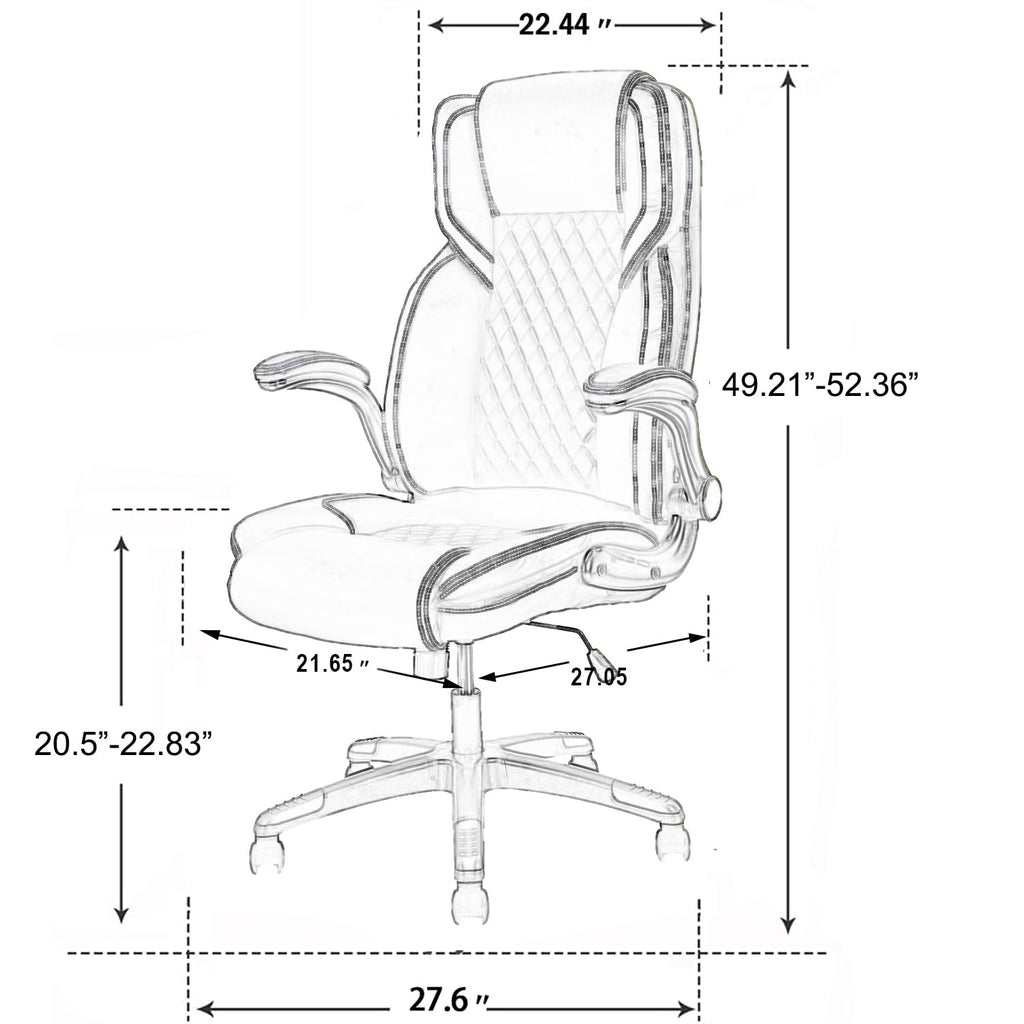 Brown Leather Executive Office Chair with Flip up Arms L82426