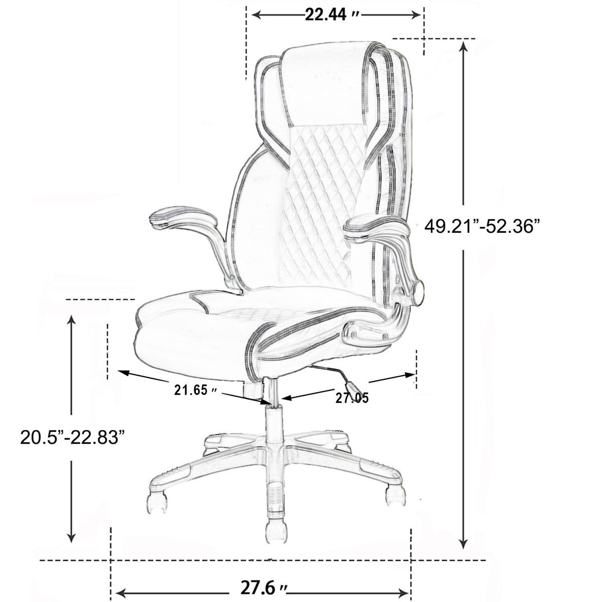Brown Leather Executive Office Chair with Flip up Arms L82426