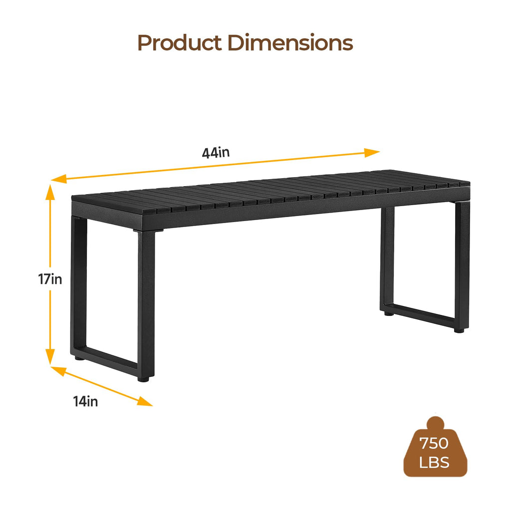 Black 2-Person Outdoor Bench Y66695