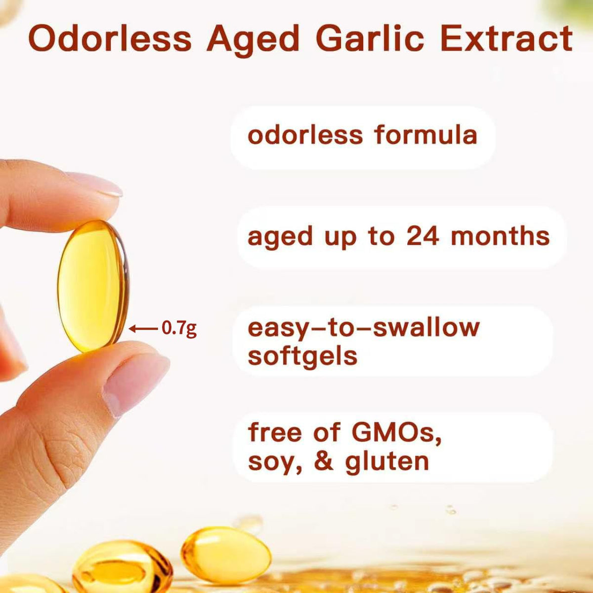 Odorless Organic Garlic Capsules 300 Count H47608