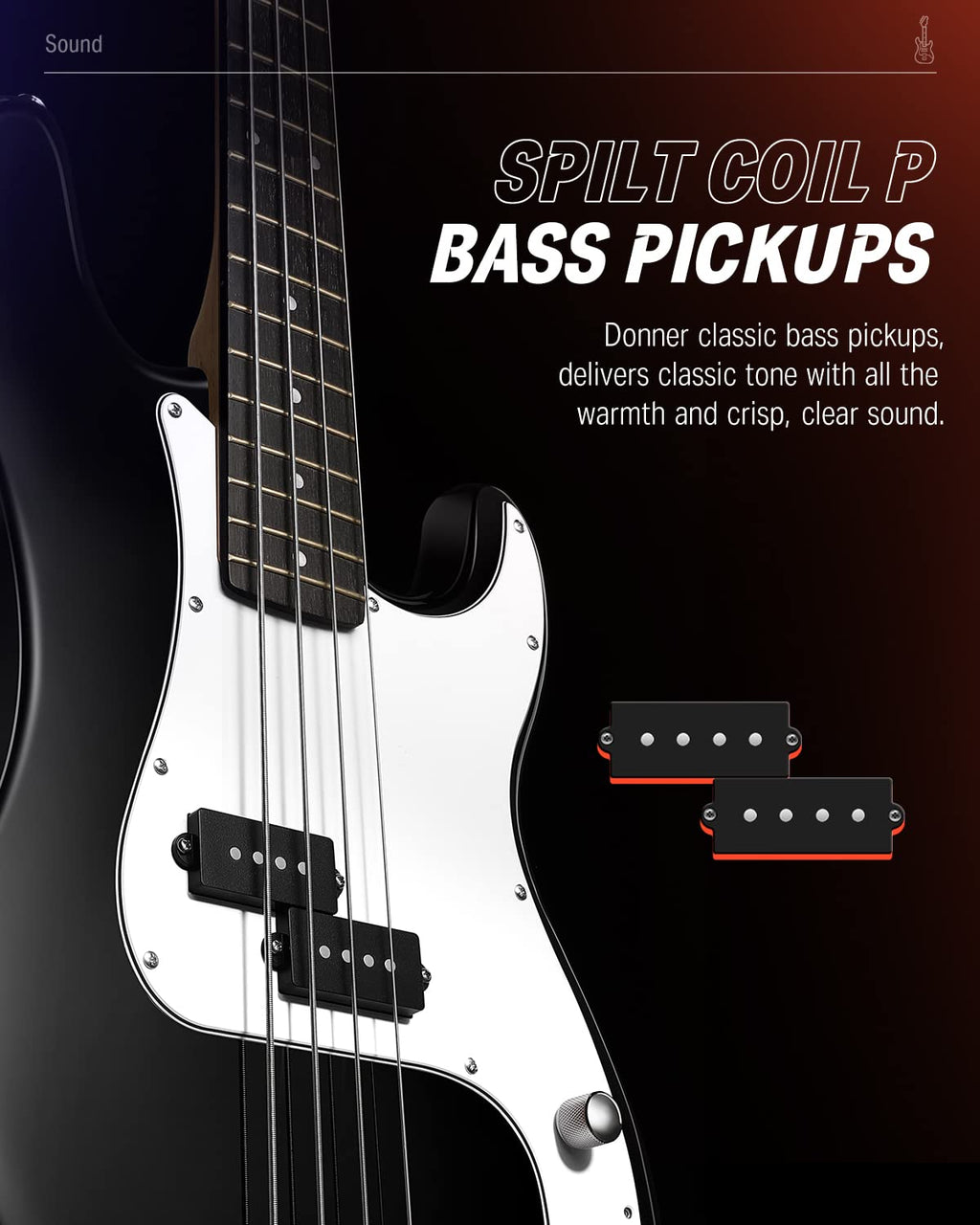 Electric Bass 4 Strings Full-Size Guitar Kit PB-Style Black E633790