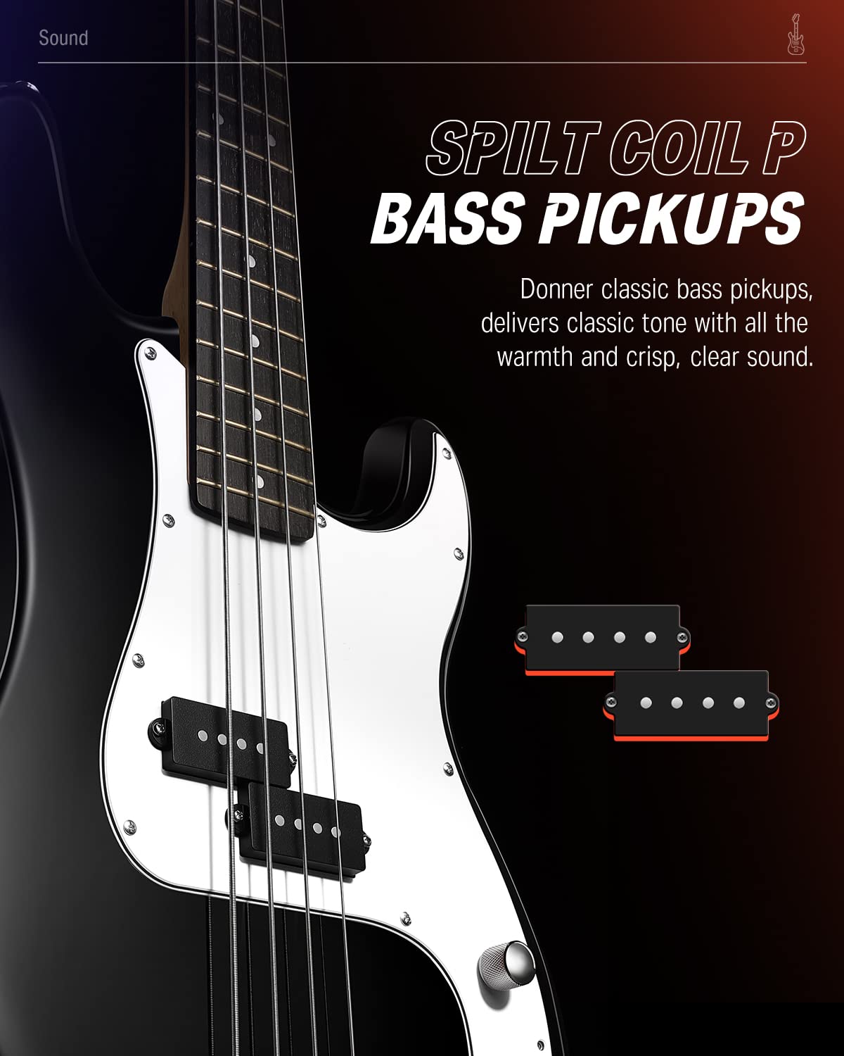 Electric Bass 4 Strings Full-Size Guitar Kit PB-Style Black E633790