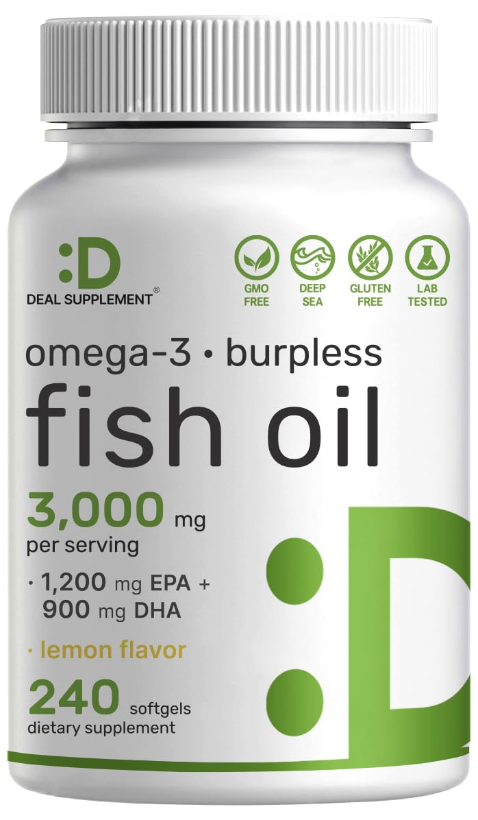 Omega 3 Fish Oil 3,000mg 240 Softgels EPA DHA Lemon Flavored Z14970