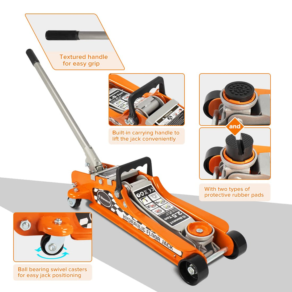 2.5 Ton Steel Floor Jack and 3 Ton Black Jack Stands J287