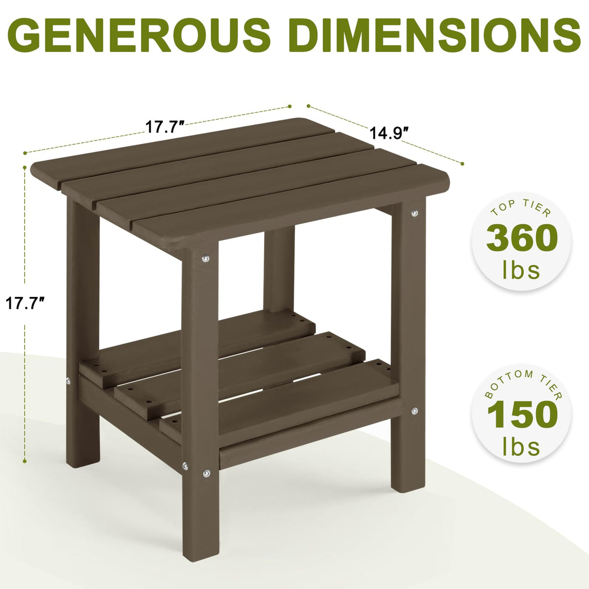 Set of 2 Dark Brown HDPE Storage Side Table E894256