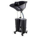 Portable Height and Angle Adjustable Shampoo Basin with 2 Water Buckets and 4 Wheels J623219