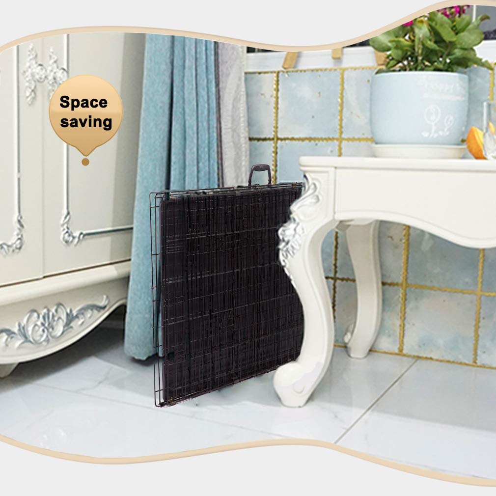 Folding Metal Dog Crate with Divider and Handle I38665