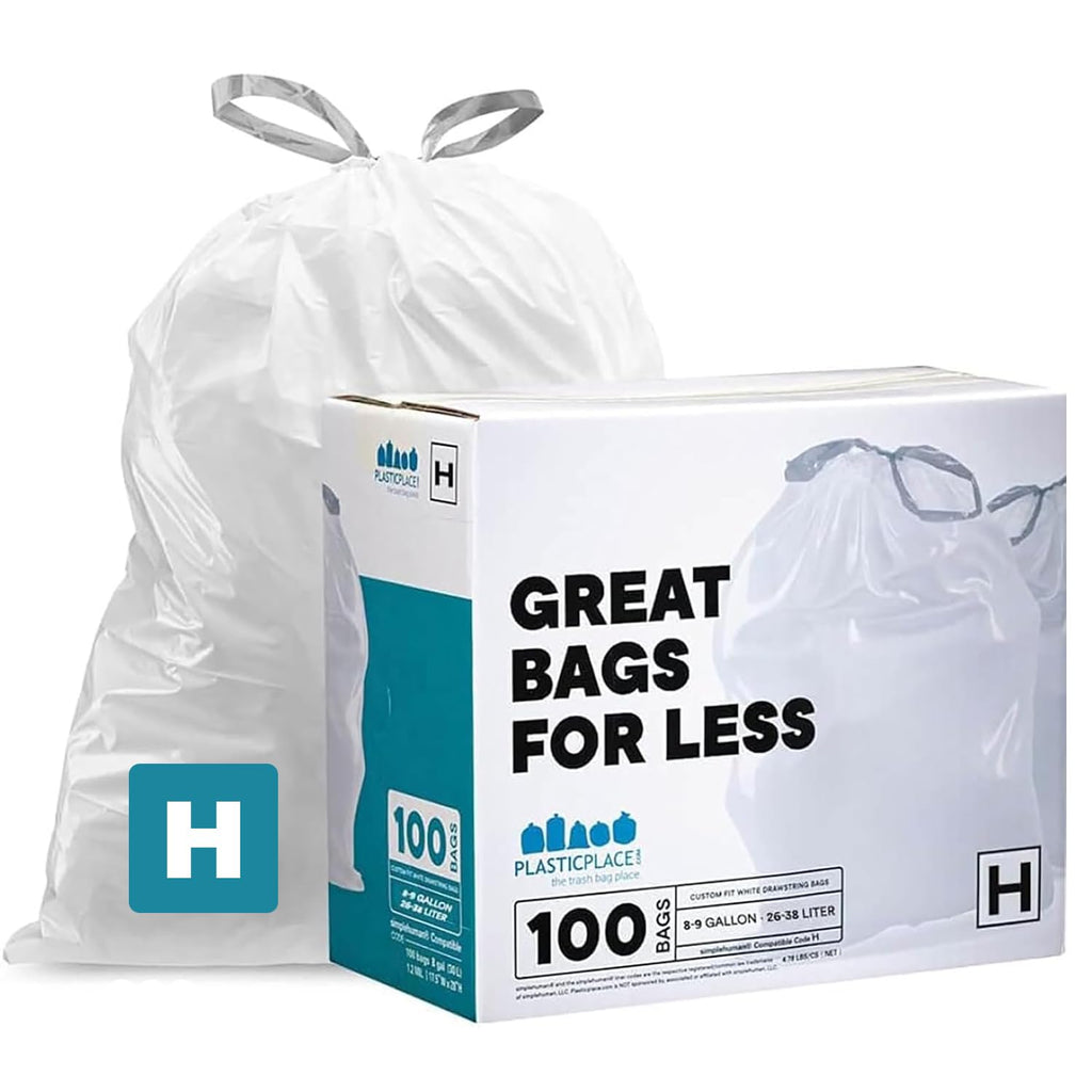White 8-9 Gallon Drawstring Trash Bags, 100 Count T5549