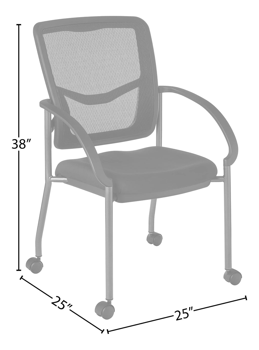 Stackable Visitor's Chair with Breathable Back and Rolling Casters H7595