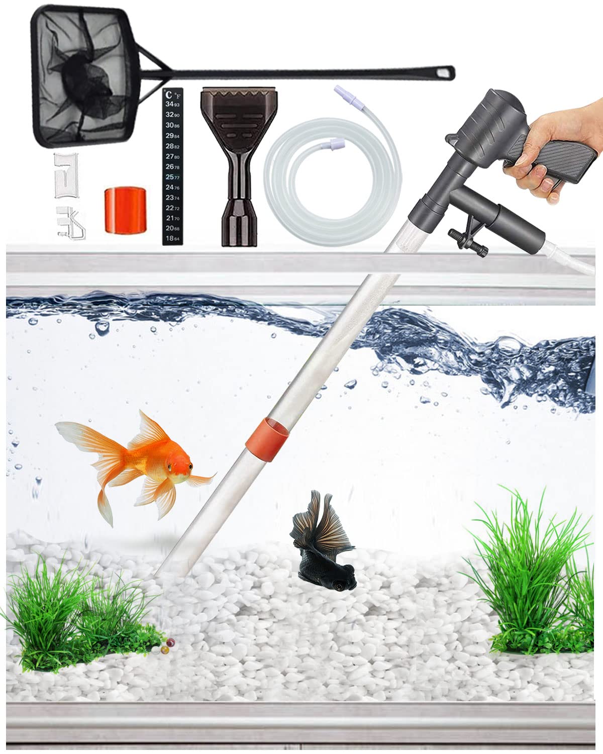 Aquarium Gravel Cleaner Vacuum Fish Tank Cleaner Kit F47880