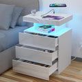 White 3 Drawer Nightstand with Wireless Charging Station E65833