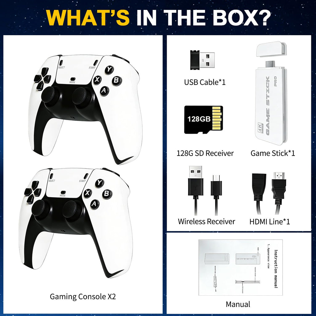 Retro Gaming Console Stick with Dual Wireless Controllers Y43984