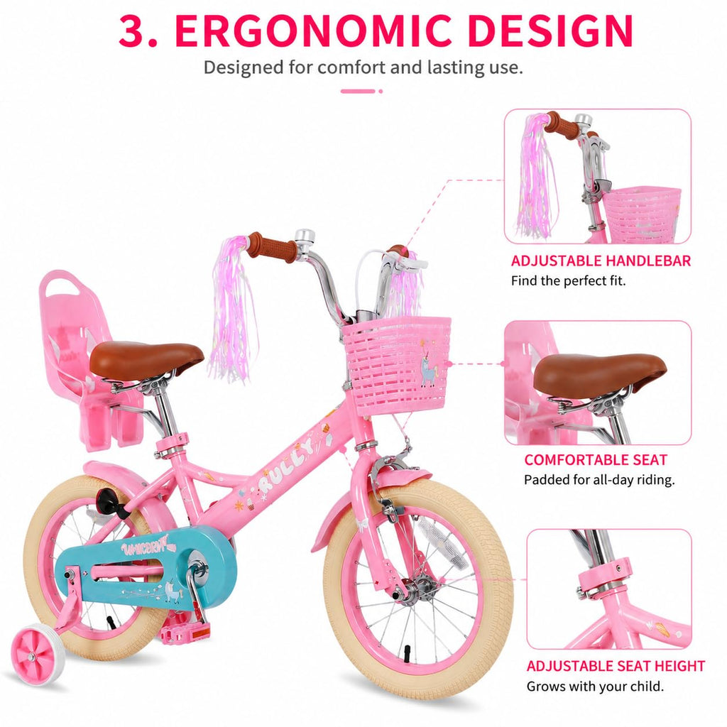 Kids Bike with Training Wheels & Basket Q4388