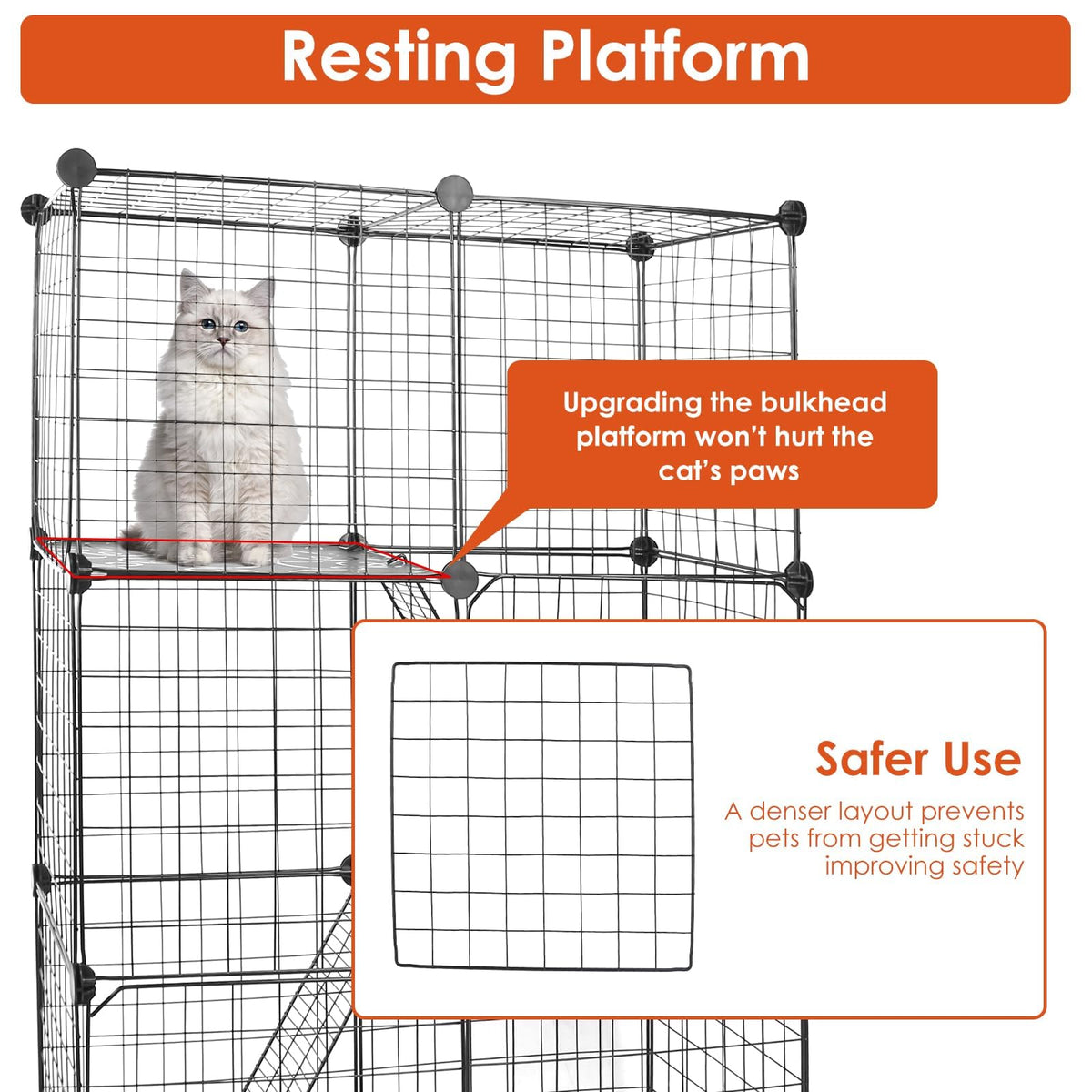 3-Tier Cat Cage with 3 Doors 2 Ramp Ladders U9963