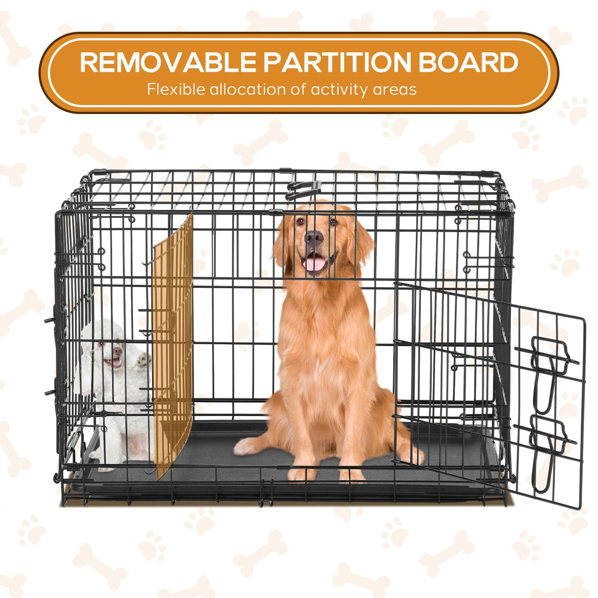 48 Inch Extra Large Folding Dog Crate with Divider Panel H508809