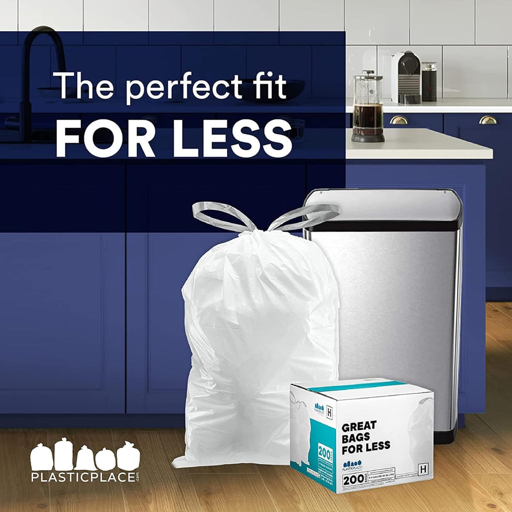White 8-9 Gallon Drawstring Trash Bags, 100 Count T5549
