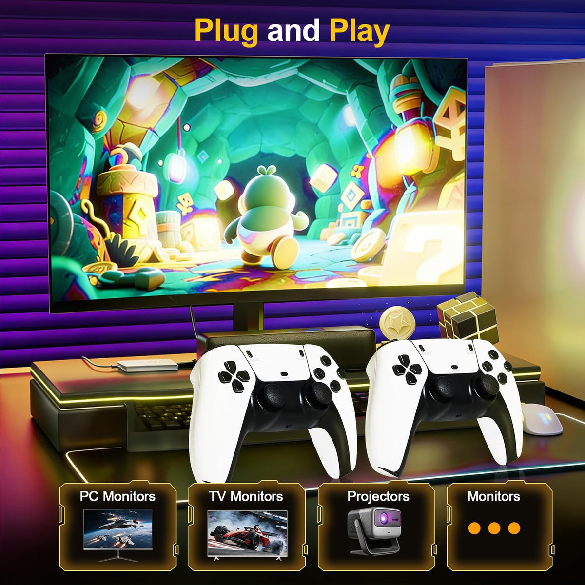 Retro Gaming Console Stick with Dual Wireless Controllers Y43984