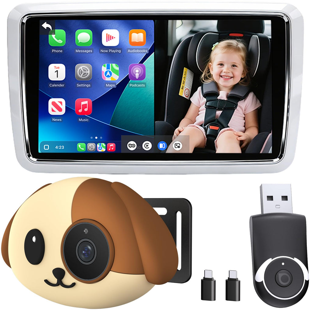 Baby Car Camera with Wireless CarPlay Adapter, 1080P HD, IR Night Vision, 150° Wide-Angle F5475