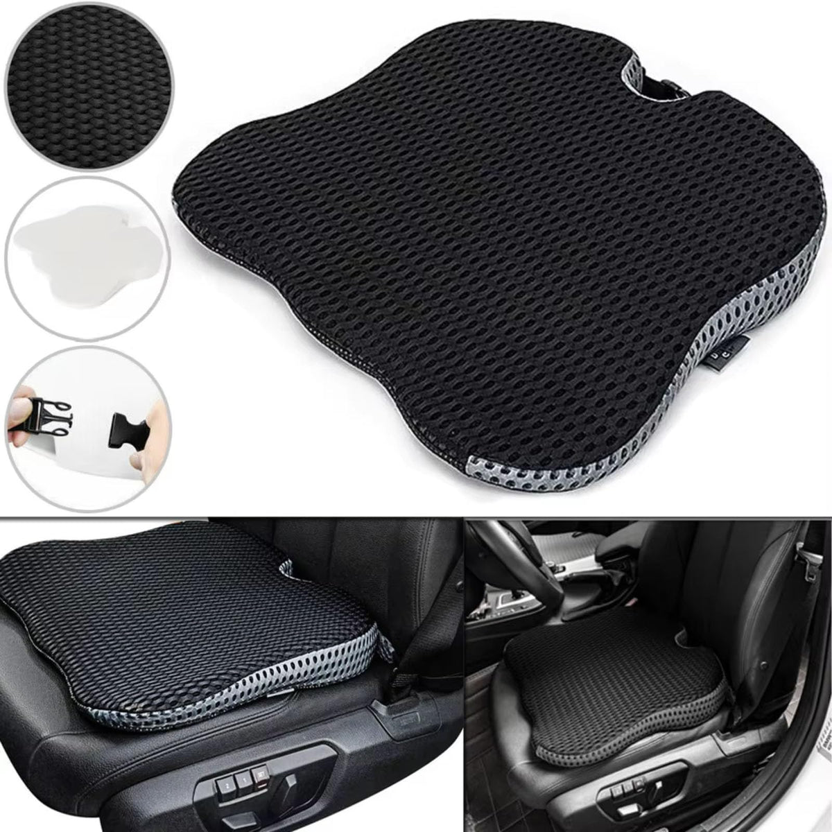 Black Memory Foam Car Seat Booster Cushion J305732