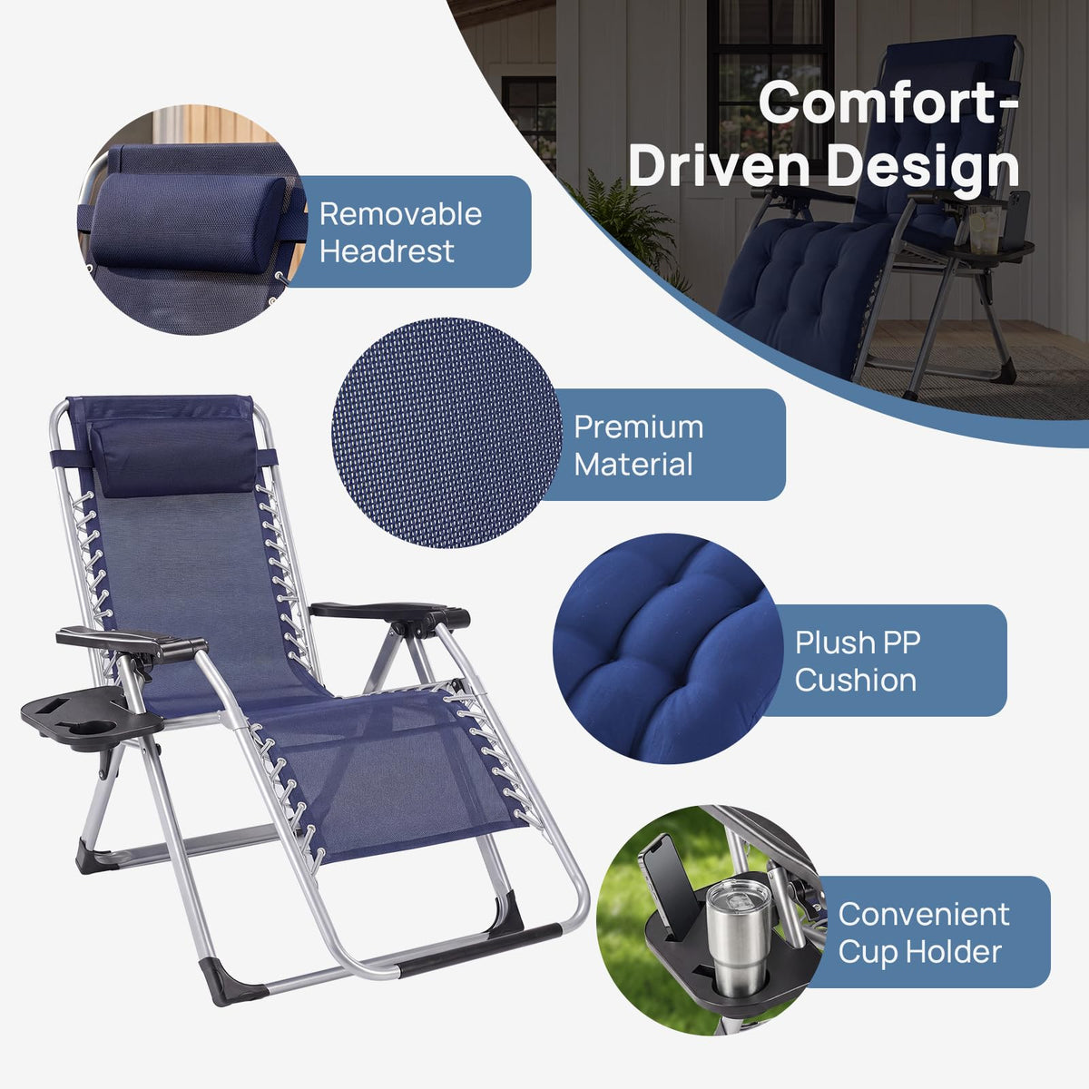 Zero Gravity Chairs Set of 2 with Cup Holder U932