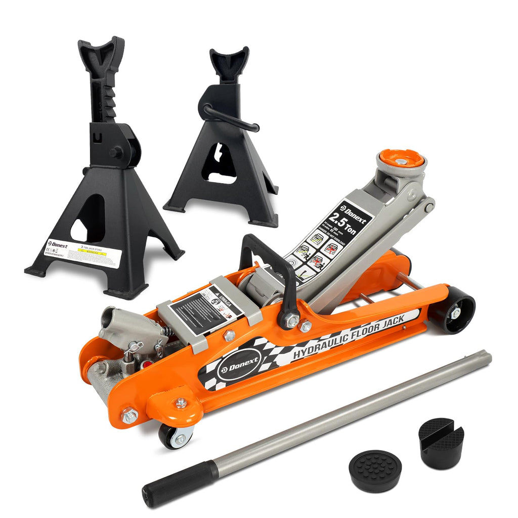 2.5 Ton Steel Floor Jack and 3 Ton Black Jack Stands J287