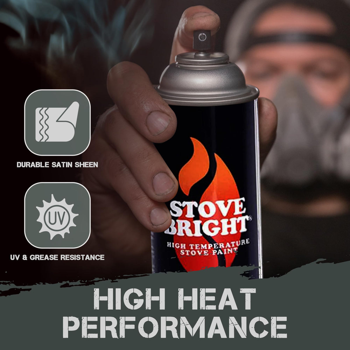 High Heat Resistant Satin Charcoal Black Spray Paint 12oz Can H7808