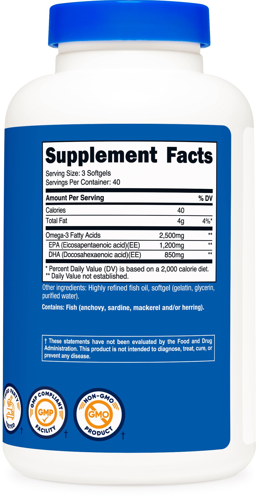Omega 3 Fish Oil 2500MG 120 Softgels F62289