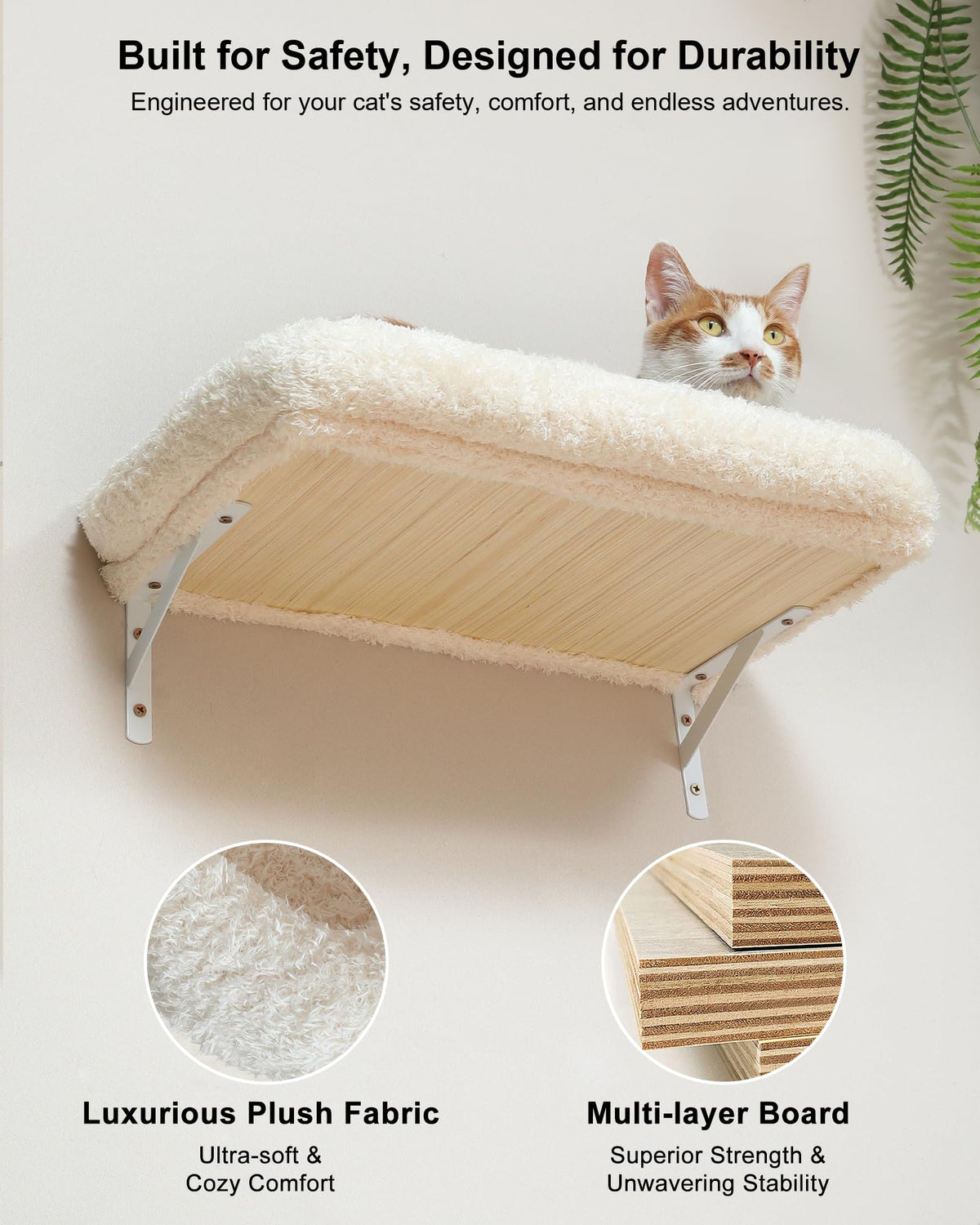 Beige Wall Mounted Cat Shelves Set I447