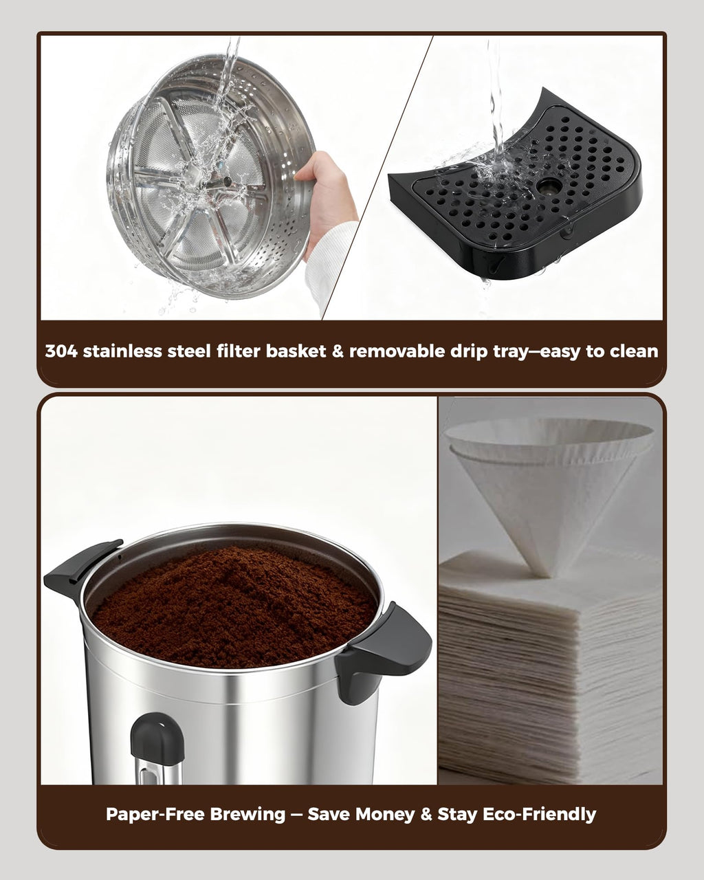 100-Cup Commercial Coffee Urn 15L Stainless Steel Percolator S86723