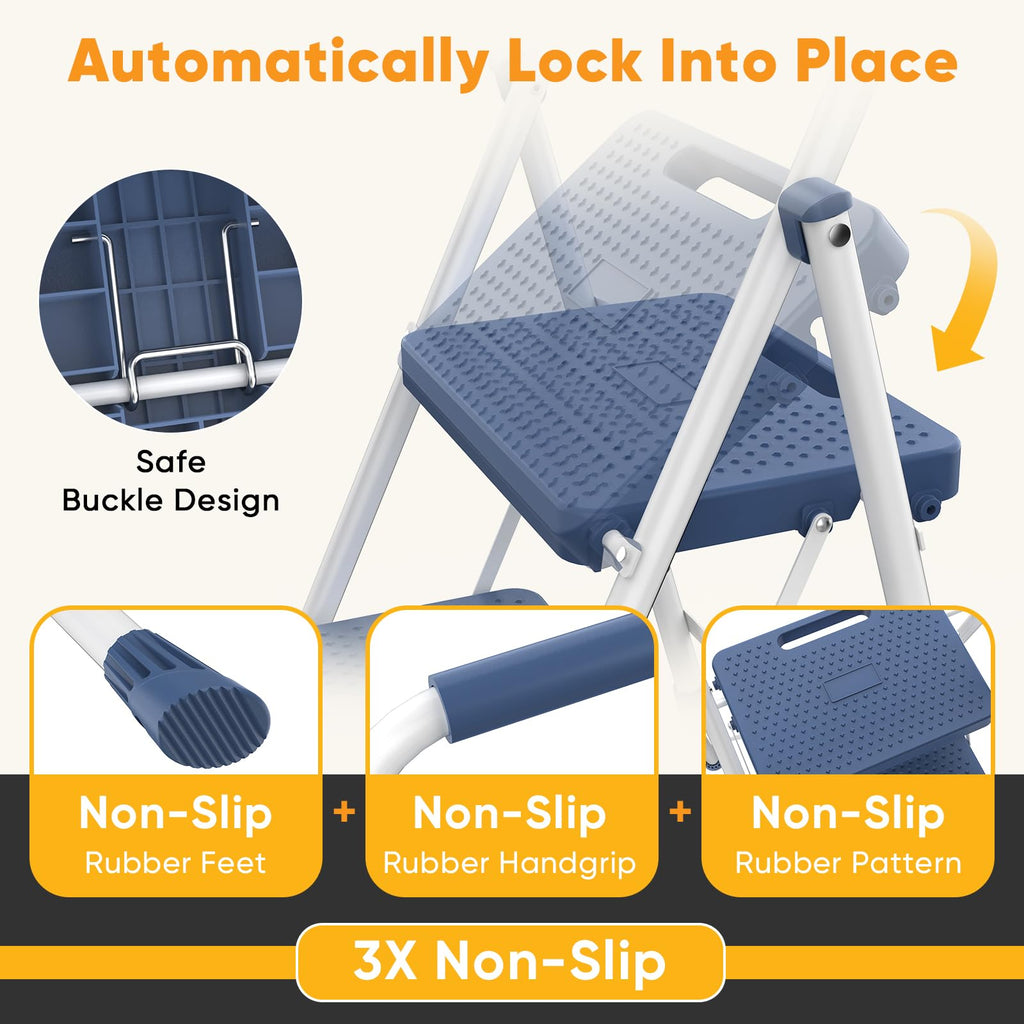 3 Step Folding Step Stool with Safety Lock L105134
