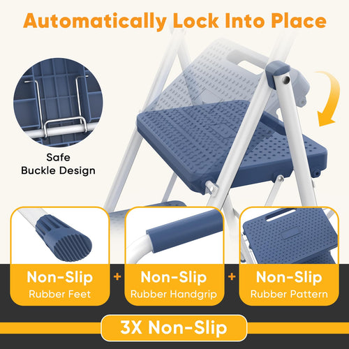 3 Step Folding Step Stool with Safety Lock L105134