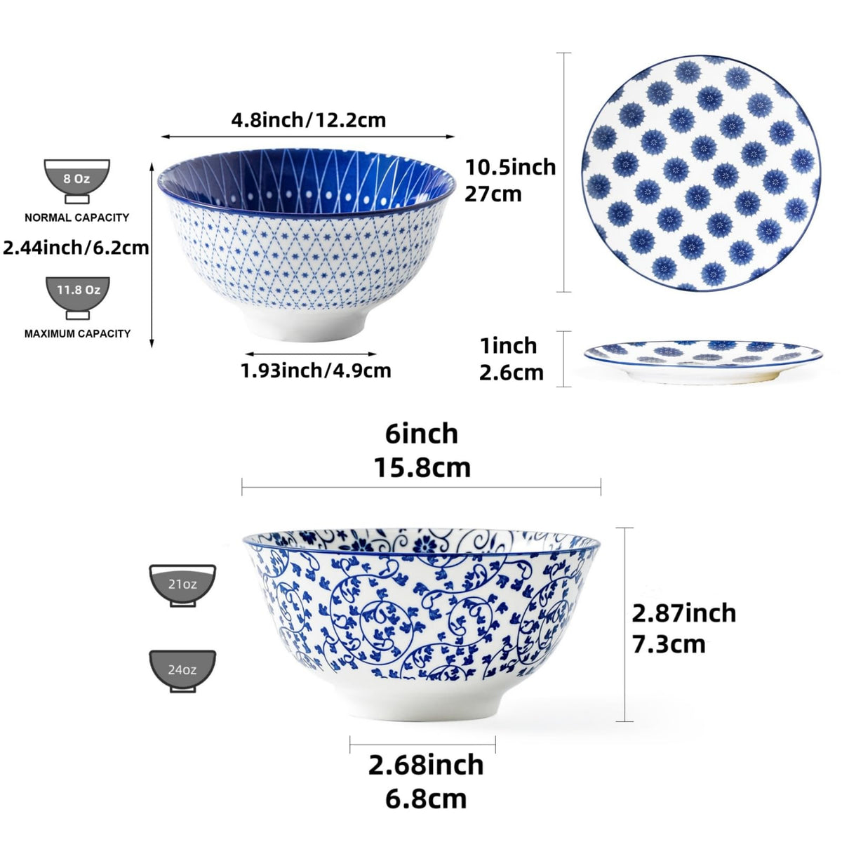 18 Pieces Ceramic Dinnerware Set Service for 6 I63936