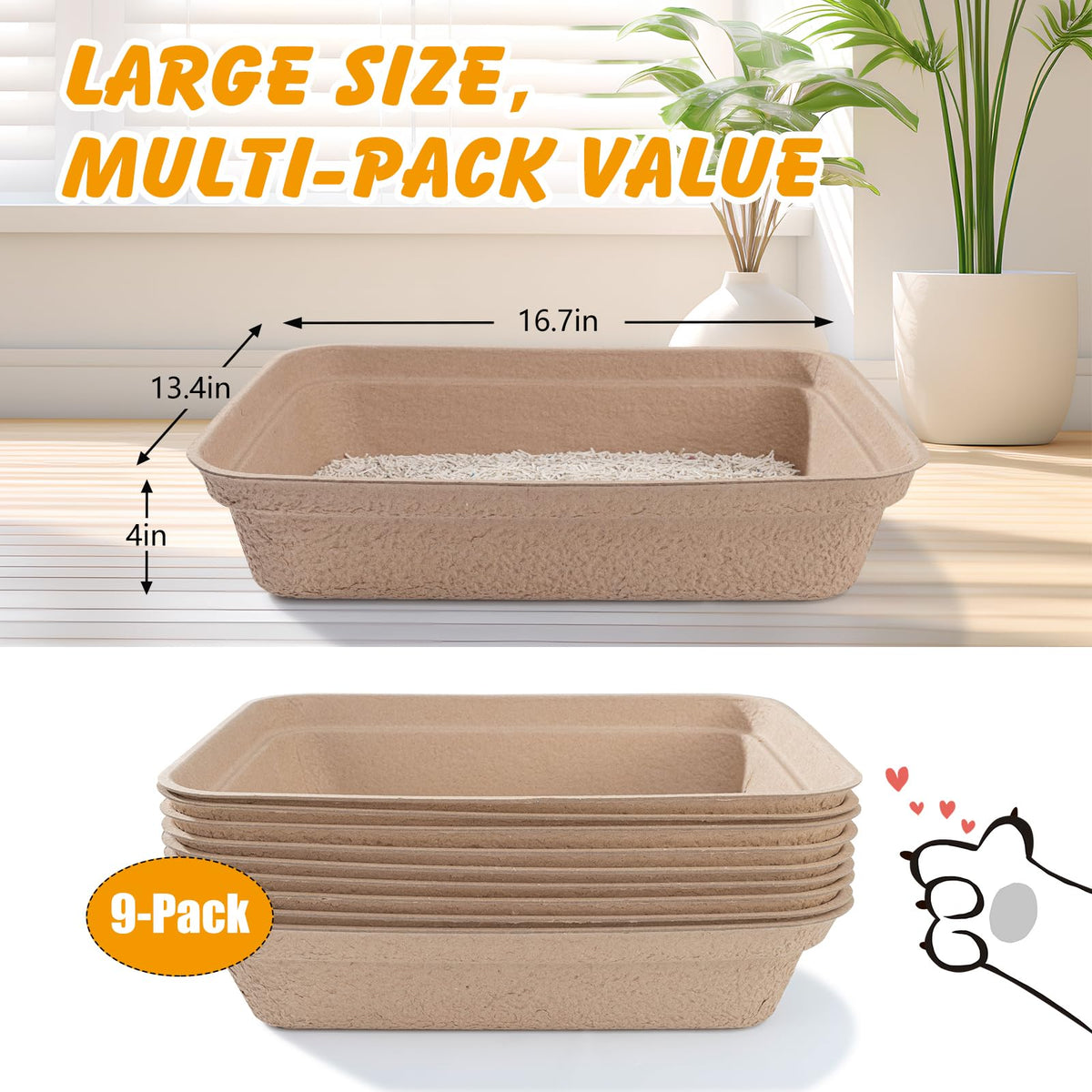 Disposable Cat Litter Box 9-Pack S848713