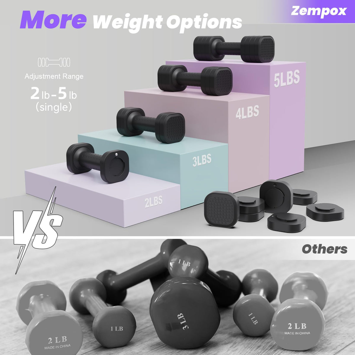Adjustable 4 in 1 Dumbbell Set with TPU Soft Rubber Handle Q9282